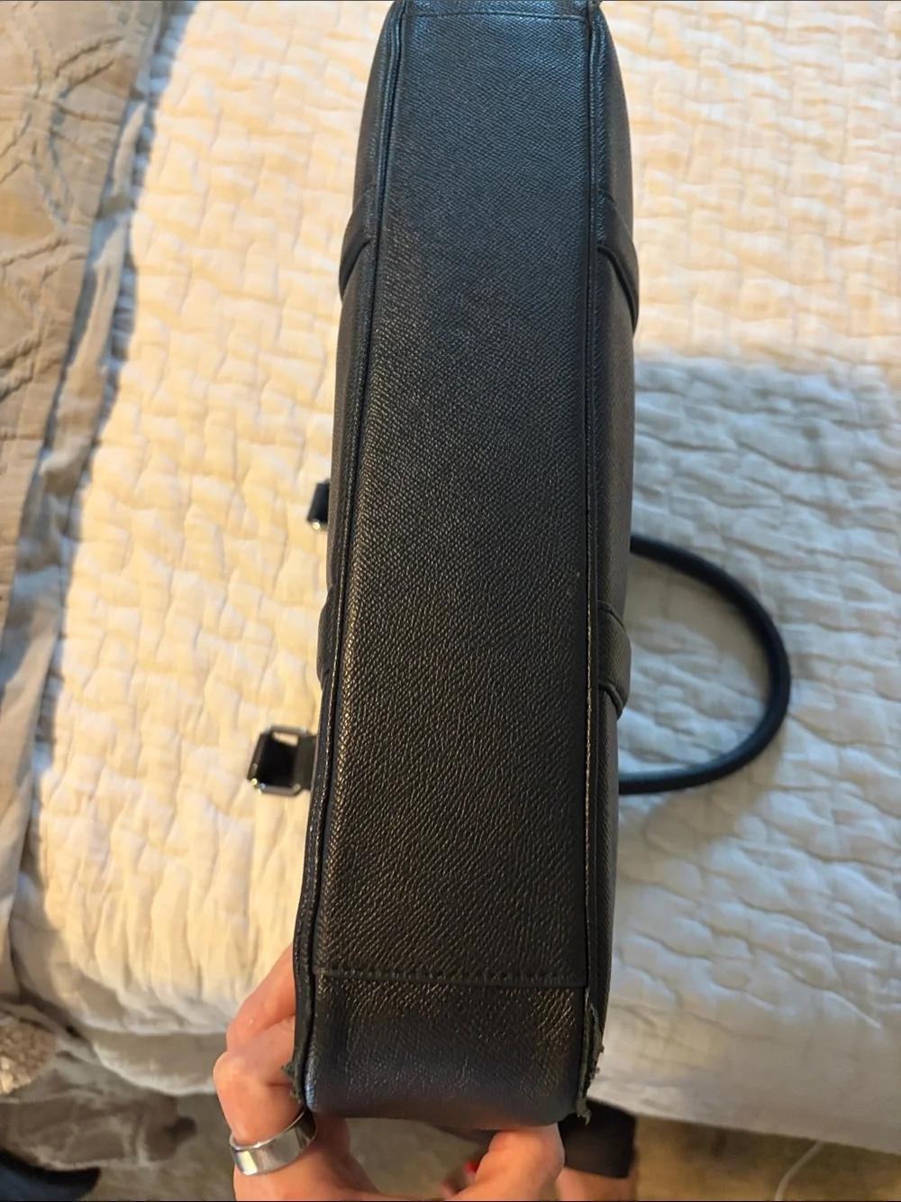 Coach Black Leather Laptop Briefcase with Top Handles